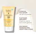 Babo Botanicals Hydrating Milk Mineral Sunscreen SPF 30 with Dewy Finish Lightweight Zinc Oxide Daily Face Sunscreen for Sensitive Skin EWG Verified Broad Spectrum UVA/UVB Protection