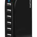 Aduro 40W 6-Port USB Desktop Charging Station Hub Wall Charger for iPhone iPad Tablets Smartphones with Smart Flow (Black)