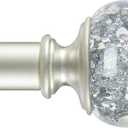 Curtain Rods 36 to 72 Inches(3-6 Feet) with Solid Aluminum Alloy Brackets, 1 Inch Telescoping Drapery Rod for Windows, Heavy Duty Decorative Curtain Rods with Translucent Finials, Matte Sliver