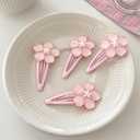 Cherry Flower Hair Clips for Baby Girls - 4Pcs Pink Sakura Flower Metal Snap Hair Clips Hair Barrettes Pink Hair Accessories for Girls Toddlers Kids and Teens Gifts