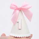 Pink Bow 1/2 Birthday Hat- Pink half Birthday hat, Princess 1st Birthday Supplies,Half Birthday Decorations for Girls