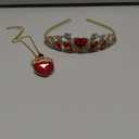 Evie Red Heart Crown and Necklace Descendant 3 Gold Tiara Jewelry Set Queen of Hearts Gift for Party