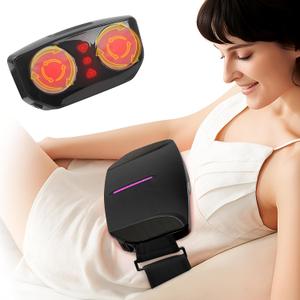 Double Disc Abdominal Massager with Heat, Stomach Massager for Digestion, Belly Cellulite Massage for Flattening Belly, Relieves Discomfort Caused by Bloating, Constipation,Stomach Pain (Black)