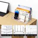 3 Compartments Acrylic Mail Organizer, Vertical File Sorter & Scalloped Desk Organizer for Letters, Envelopes, Bills, Stationery, Mail Holder for Office and Home