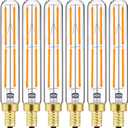 E12 LED Bulb Dimmable 6W Equal Warm White 2700K T6 T6.5 E12 Candelabra Bulb 60 watt for Chandeliers,Ceiling Fan,Pendant,Wall sconces AC120V 600LM e12 Light Bulb 6Pack