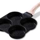 CAROTE Egg Pan Omelette Pan, 4-Cup Nonstick Granite Omelette Skillet - Pancake Pan and Healthy Egg Cooker Suitable for Gas Stove & Induction Cookware, Black