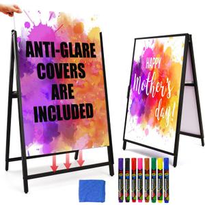 A Frame Sidewalk Sign 24x36 inches Sandwich Board Signs Outdoor Heavy Duty Double-Sided,including 2 Anti-Glare Covers & 2 PVC Boards for Business Indoor Outdoor A Frame Sidewalk Sign 24x36 inches Sandwich Board Signs Outdoor Heavy Duty Double-Sided,including 2 Anti-Glare Covers & 2 PVC Boards for Business Indoor OutdoorÂ