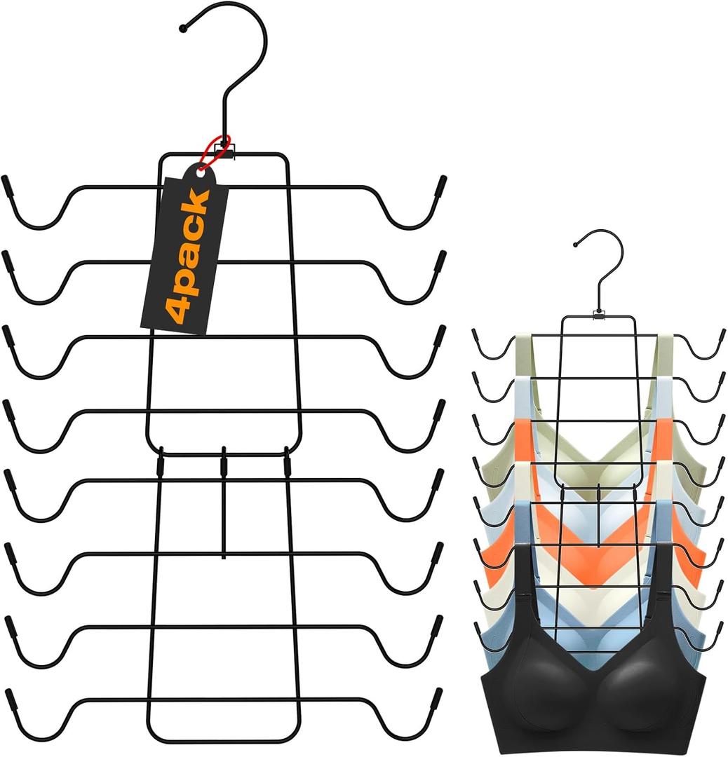 2 Pack Bra Organizer,Tank Top Hangers Space Saving,Closet Organizers and Storage,Bra Hangers for Closet Organizer,Tank Top Hanger for Sport Bras,Camisoles,Bathing Suit,Belt,Tie,etc,Black