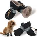 LUZGAT Dog Snow Boots, Dog Shoes for Winter, Dog Winter Boots for Small Medium Dogs Puppies, Dog Boots & Paw Protectors with Anti-Slip Sole and Plush, Pack of 4