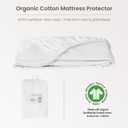 Bioweaves Organic Waterproof Mattress Protector GOTS Certified Organic Cotton Mattress Cover Queen with Breathable Piqu Weave top Layer 20 Inch Deep Pocket, White
