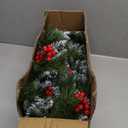 Christmas Garland with Lights - 9FT Pre-Lit Flocked Garland with 30 LED Bulbs, Red Berries, Pine Cones, Artificial Pine Battery Operated Garland for Fireplace, Staircase, Indoor & Outdoor Decoration