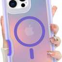 Bonoma for iPhone 16 Pro Max Case, Iridescent Back, Magnetic Support for MagSafe Shockproof Cover, Crystal and Corner High-Duty Protection for Girls Women -Purple