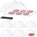 Food Covers for Outside - 2 Extra Large (40 x 25 in) & 6 Large (17 x 17 in) Food Tents/Food Covers for Outdoors Mesh Screen, Picnic Pool Party Supplies, Pop-Up and Collapsible