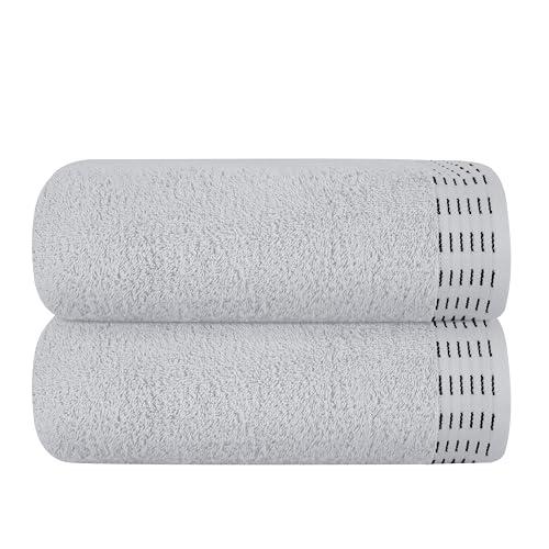 MALLONI HOME Cotton 2 Pack Oversized Bath Towel Set 28x55 inches, Large Bath Towels, Ultra Absorbant Compact Quickdry & Lightweight Towel, Ideal for Gym Travel Camp Pool - Light Grey