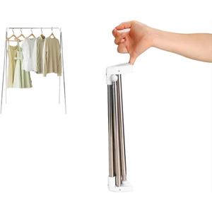 Ligtchser Portable Travel Garment Rack,Folding Clothes Rack for Dance,Travel,Camping, Drying,RV, Indoor,Outdoor. A Collapsible Mini Clothing Rack, Matte Whit