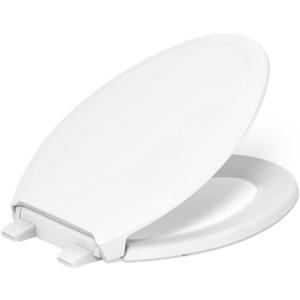 KOHLER 4734-RL-0 Rutledge ReadyLatch Elongated Toilet Seat, Quiet-Close Lid, Contoured Seat, Grip-Tight Bumpers and Installation Hardware, White