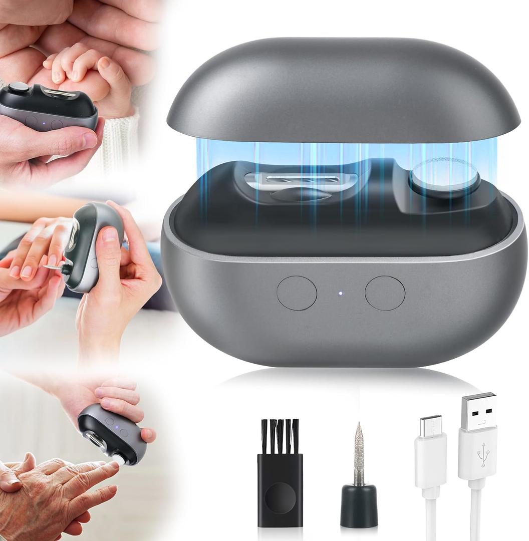 Electric Nail Clipper, 3 in 1 Electric Nail Trimmer and Polisher with LED Light & Clip Storage, USB Rechargeable, 2 Speed Electric Nail File for Baby, Kids, Seniors, Caregivers