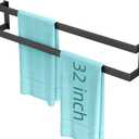Double Towel Bar, 32Inch Towel Rack for Bathroom, Towel Holder Wall Mounted, Double Towel Rod Towel Rail Hanger for Wall, Kitchen (Matte Black)