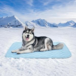 Cooling Mat for Dogs Extra Large, 59"x40" Breathable Cold Crate Pad for Pet with Non-Slip Bottom, Washable Waterproof Cool Fiber Pet Cooling Pad for Dog Bed Indoor/Outdoor Summ