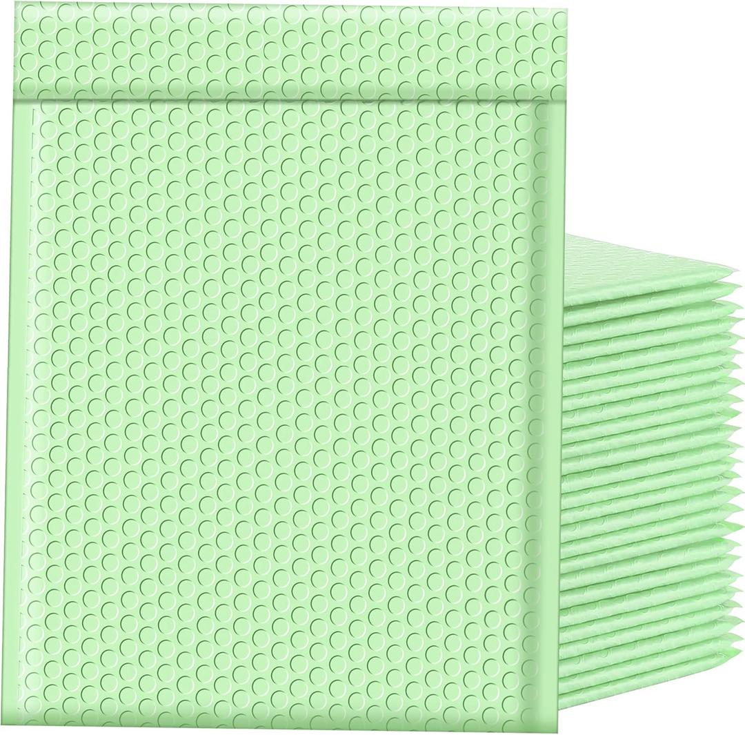 Famagic Bubble Mailers 10.5x16 Inch 25pcs Padded Envelopes Self Seal Mailing Envelopes Poly Bubble Padded Mailers Matte Shipping Envelopes Packaging for Small Business,Cosmetics, Mint Green