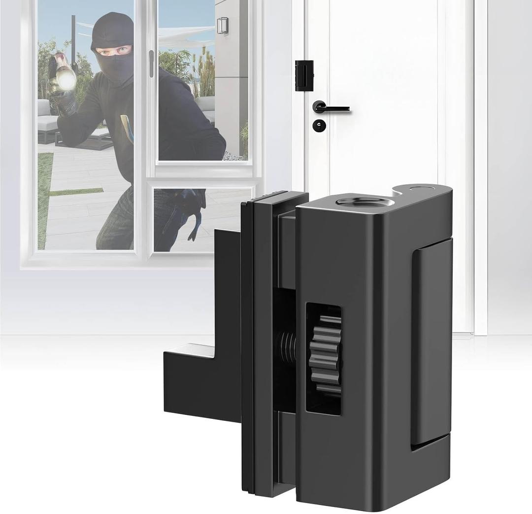 Portable Door Lock for Travel Hotel Safety- 800lbs Child Proof Security Reinforcement Lock for Inward Swing Front/Inside Doors,Top Mount Latch for Toddler,Baby Room,Kids,Apartment Use,Black