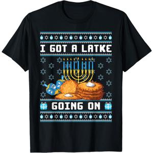 I Got A Latke Going On Funny Hanukkah Pajama Matching Family T-Shirt, Women's 2X