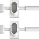 2 Pack Magnetic Curtain Rod for Metal Doors Windows,9 to 16 Inch,Multi-Use Adjustable Appliance for Iron and Steel Place,Tool Free,White