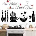 Kitchen Wall Stickers Decals Decor Kitchen The Heart of The Home Wall Decor Quotes Sign Utensil Art Decorations for Home Dining Room Coffee Shop