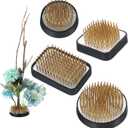 4/Set Flower Frog Japanese Ikebana Flower Arrangement Kenzan Kit, 2.4Round Floral Frog Moribana+1.6Square Ikebana Kenzan+2.1x1.4Rectangle Pin Frog+1.4Round