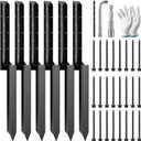 VIVOSUN Fence Post Repair Kit, Heavy-Duty Ground Spike with Gloves for Repairing Tilted or Broken Wood Posts (6 Pack, Black)