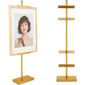Adjustable Tabletop Easel Stand, Picture Easels for Display Up to 28" H, Metal Picture Frame Holder Stand for Art Photo, Tabletop Art Easel Stand, Gold