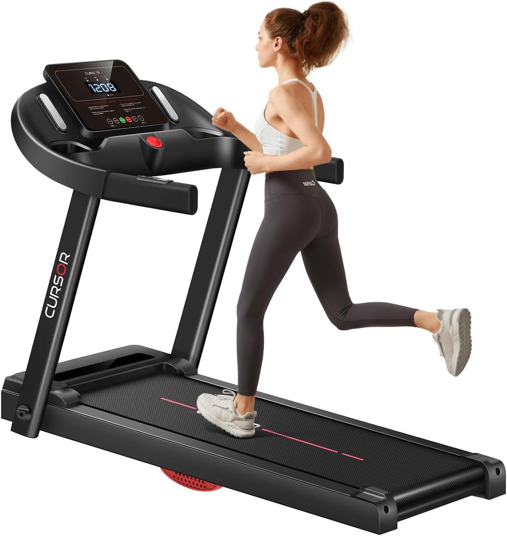 CURSOR FITNESS Home Folding Treadmill with Pulse Sensor, 2.5 HP Quiet Brushless, 7.5 MPH, 265 LBS Capacity (Black)