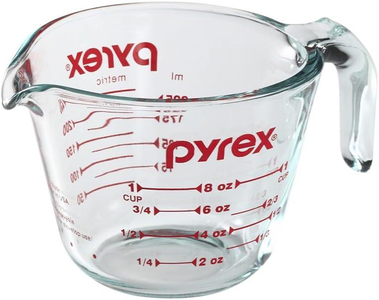 Pyrex Prepware 1 Cup Measuring Cup, Clear w/ Red Measurements (6001074)
