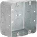 Raco Hubbell 680 2-Device, 2-1/8-Inch Deep, 1/2-Inch Side Knockouts 4-Inch Square Switch Box, Drawn, Silver,Gray