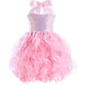 Tutu Dress for Toddler Baby Girl, Sequin Sleeveless Tulle Skirt, Tulle Dress for Wedding, Birthday Party, Special Occasion (Pink, 8-9Y)