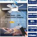 2Pack Socket Fan Light, LED Socket Ceiling Fans with Lights and Remote, 18 Inch Low Profile Screw in Ceiling Fan Light, Dimmable 3000-6500K Fan Light Bulb for Bedroom, Kitchen, Laundry Room, Garage, 2pack 6 Blades Socket Fan Light White