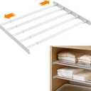Expandable Closet Shelf Wall-Mounted Metal Storage Rack Adjustable Closet Rod DIY Divider Separator Space Saving for Cabinet Wardrobe Cupboard Kitchen Pantry Cupboard, 17.2-27.7 Inches