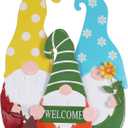 YEAHOME Garden Decor for Outside, 28 Metal Family 3 Gnomes Decorative Garden Stakes with Flowers for Spring Decor, Welcome Yard Sign Art Stake for Outdoor Lawn Backyard Porch Pathway Decorations