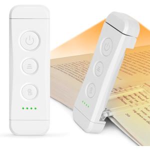 Glocusent USB Rechargeable Book Light, Portable Clip-on LED Reading Light, Reading Lights for Books in Bed with 3 Amber Colors & 5 Brightness Dimmable, Compact & Long Lasting, Perfect for Book Lovers