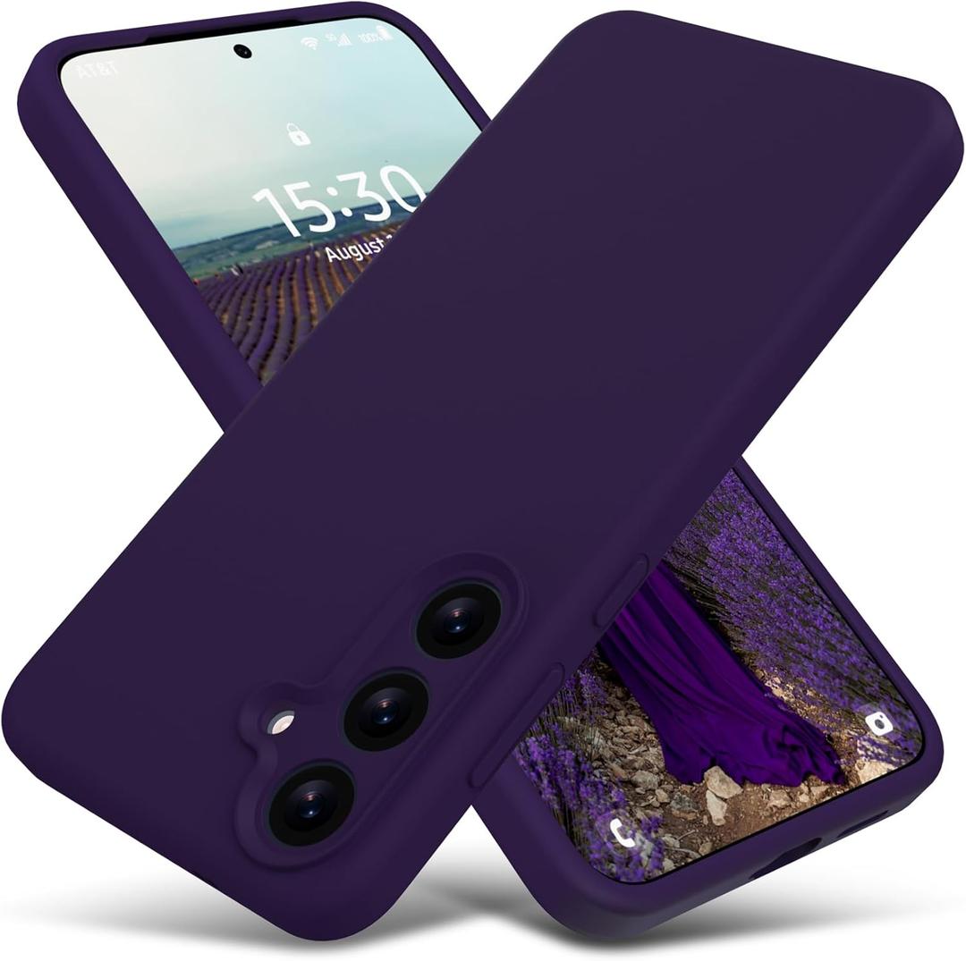Varikke Compatible with Samsung Galaxy S25 Case, Liquid Silicone Upgrade [Camera Protection] [Anti-Scratch Microfiber Lining] Slim Soft Touch Gel Rubber Full Body Protective Phone Case, Dark Purple