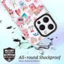 for iPhone 12 Case, Coastal Romance Collage Pattern with Pink Motifs, Military-Grade Drop Protection, Trendy Glamorous Soft Slim TPU Protective & Camera Protection for Women Girls