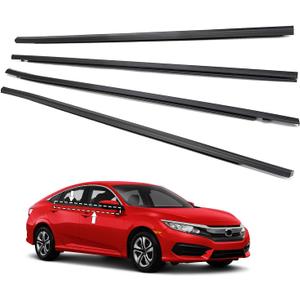 Window Molding Trim Seal for Honda Civic 2016-2021 Accessories, Outer Door Black Rubber Weather Stripping Belt, Replacement 72450-TEA-T01 (4PCS)