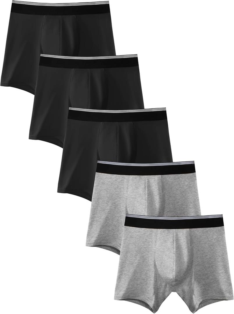 TIICHOO Incontinence Underwear for Boys Daytime Use, L, 2 Gray/3 Black | 30 mL Absorbency - Leak Proof Underwear for Light Bladder Leaks - Discreet Protection - Daytime Comfort - Machine Washable