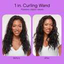 Conair Double Ceramic 1-Inch Curling Wand with Claw Clip, Produces Flawless Waves, Curling Iron for Use on Medium and Long Hair, 30 Heat Setting Curling Iron, White