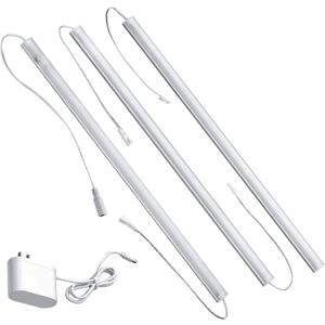 Motion Sensor Under Cabinet Lighting Indoor Plug in, 16" 12V LED Under Counter Lights Super Bright Magnetic for Kitchen/Hallway/Toilet/Garage/Closet(Cold White/6000K, 3 Pack)