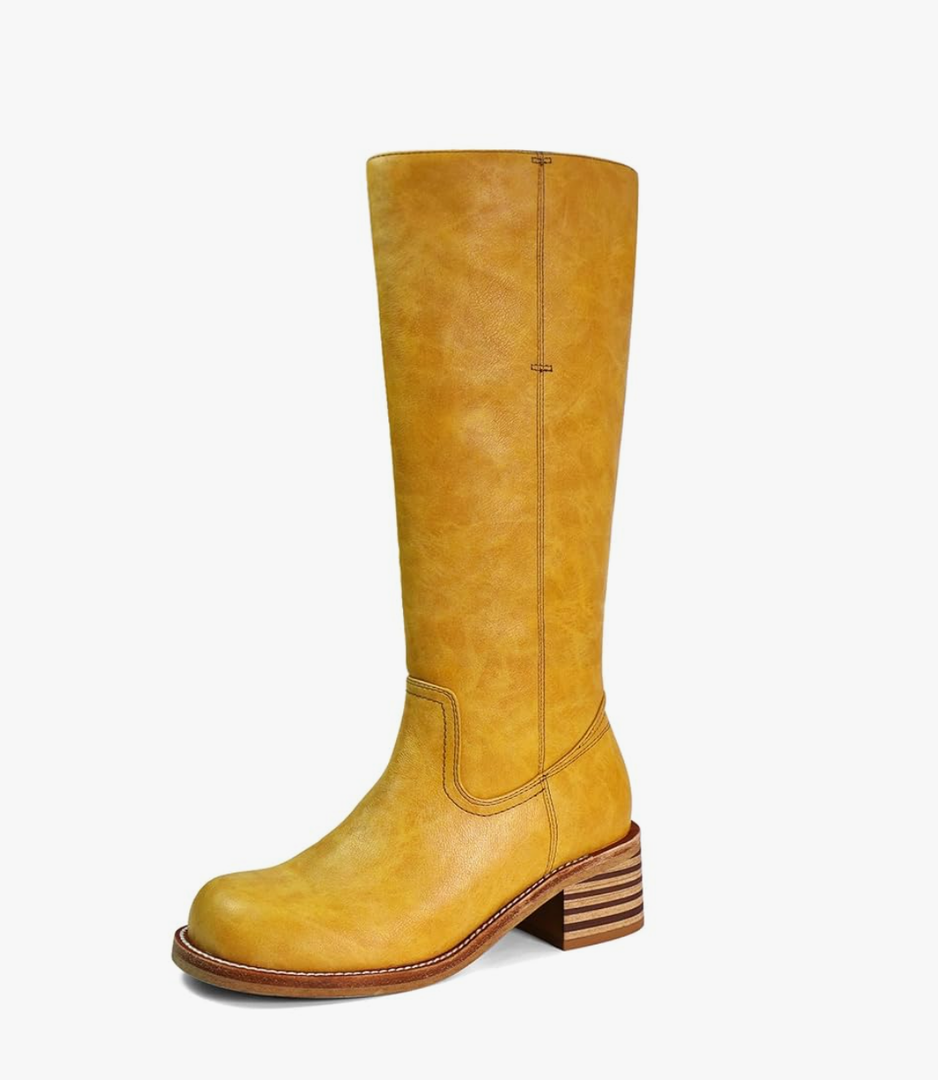 Women's Knee High Boots Square Toe Chunky Block Heel Long Boots for Women Comfortable Low Heel Womens Boots ,8.5
