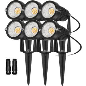 REEGOLD Low Voltage Landscape Lights Outdoor: 7W 700LM LED Landscape Lighting with Connectors for Tree Garden Yard Pathway | 12V 24V Warm White 2700K Spotlights | IP65 Waterproof | 6 Pack
