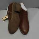 mysoft Women's Ankle Boots Low Chunky Stacked Heel Comfortable Round Toe booties with Side Zipper Shoes (6, Brown Pu)