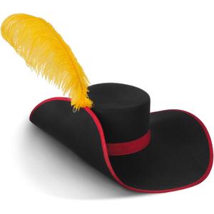Cavalier Hat Puss Cosplay Cat Boots Costume Hat for Adult, Halloween Hats with Feather for Men/Women