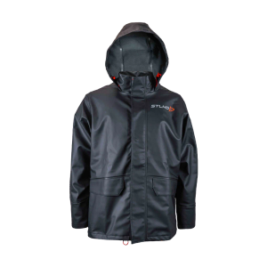 Helly-Hansen Workwear Gale Mens Waterproof Rain Jacket - Heavy-Duty PU Polyester Windbreaker - Packable Hood & Hem (X-Large, 990 Black)